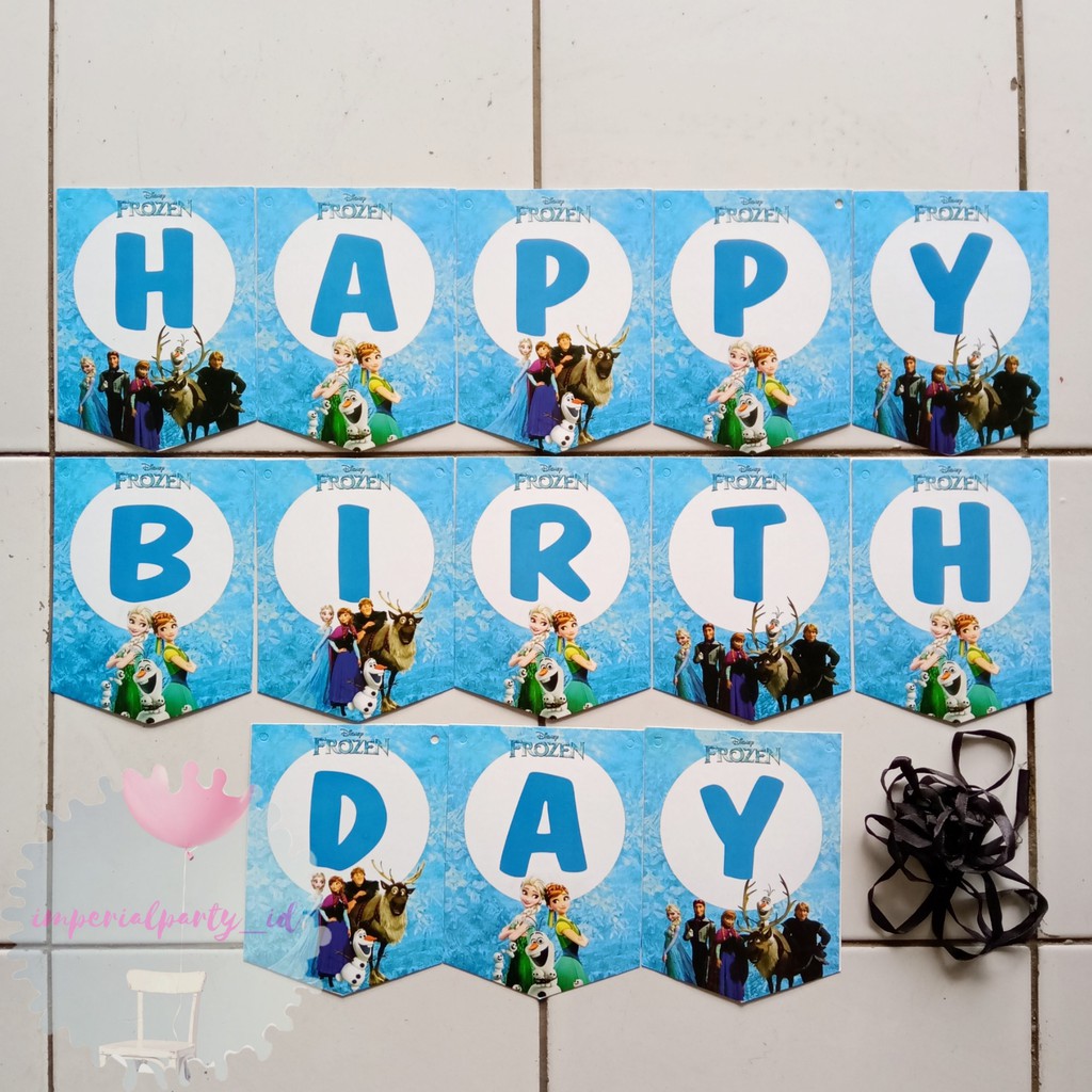 Banner Bunting Flag HBD Happy Birthday Ultah Frozen