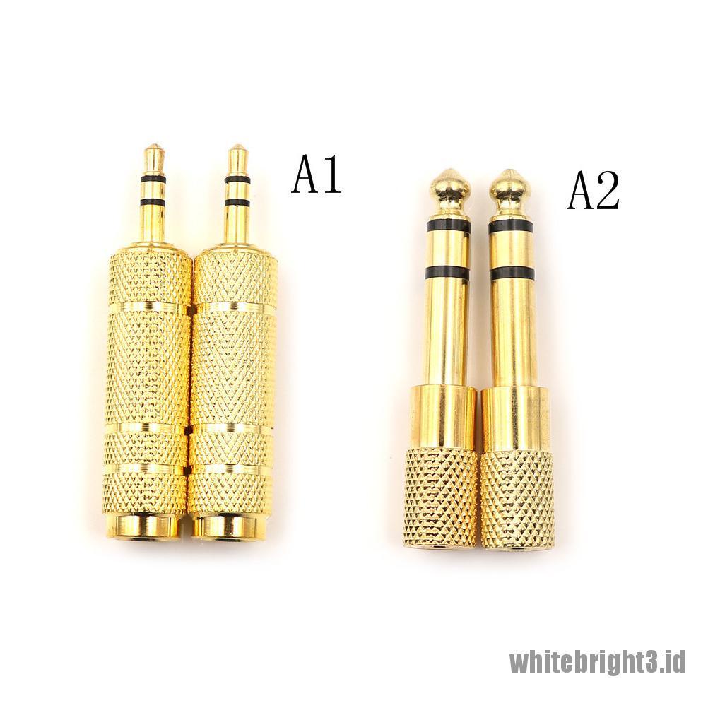 &lt; White3 &gt; 2Pcs Adapter Konverter Audio Stereo 6.35mm Ke 3.5mm Untuk Microphone