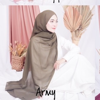 Bella Pashmina New  Fashion Muslim Pashmina Bella Double Hycon-Army