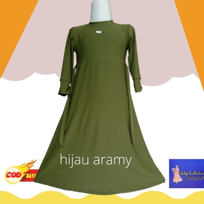 Gamis Anak jersey/Usia 1Tahun-12Tahun kerut bawah tanpa jilbab/.By ratifa collection.