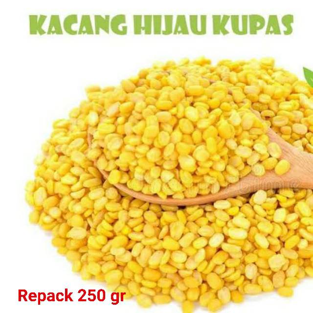 Kacang Hijau Kupas 250gr - kacang hijau kupas
