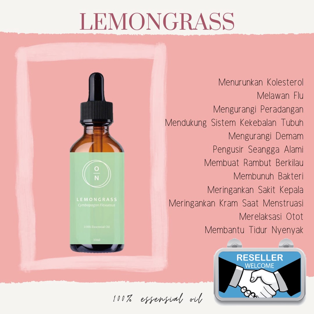 Minyak Essential Oil Lemongrass Pengusir Serangga Alami sebagai Pengharum Ruangan 30ml