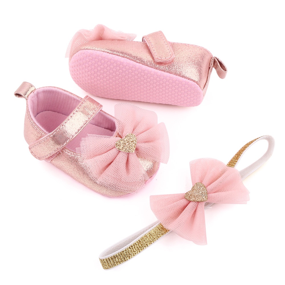 Rose Baby Sepatu Bayi Dengan Bandana Import Kids Ukuran 11-13 Usia 0-18 Bulan