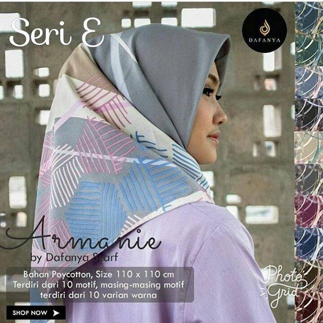 Jilbab segiempat motif polycatton Armanie by Dafanya Signature Scraf E