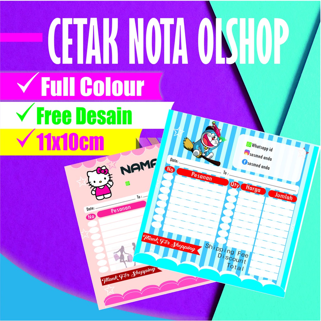 

Cetak Nota Olshop Custom Full Color 1/6 Desain Gratis