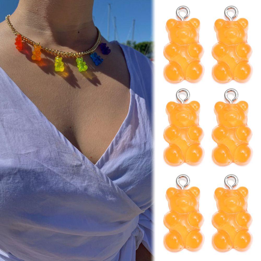 R-flower 10/50PCS Kalung Liontin DIY Membuat Fashion Mix Warna-Warni Resin Gummy Bear