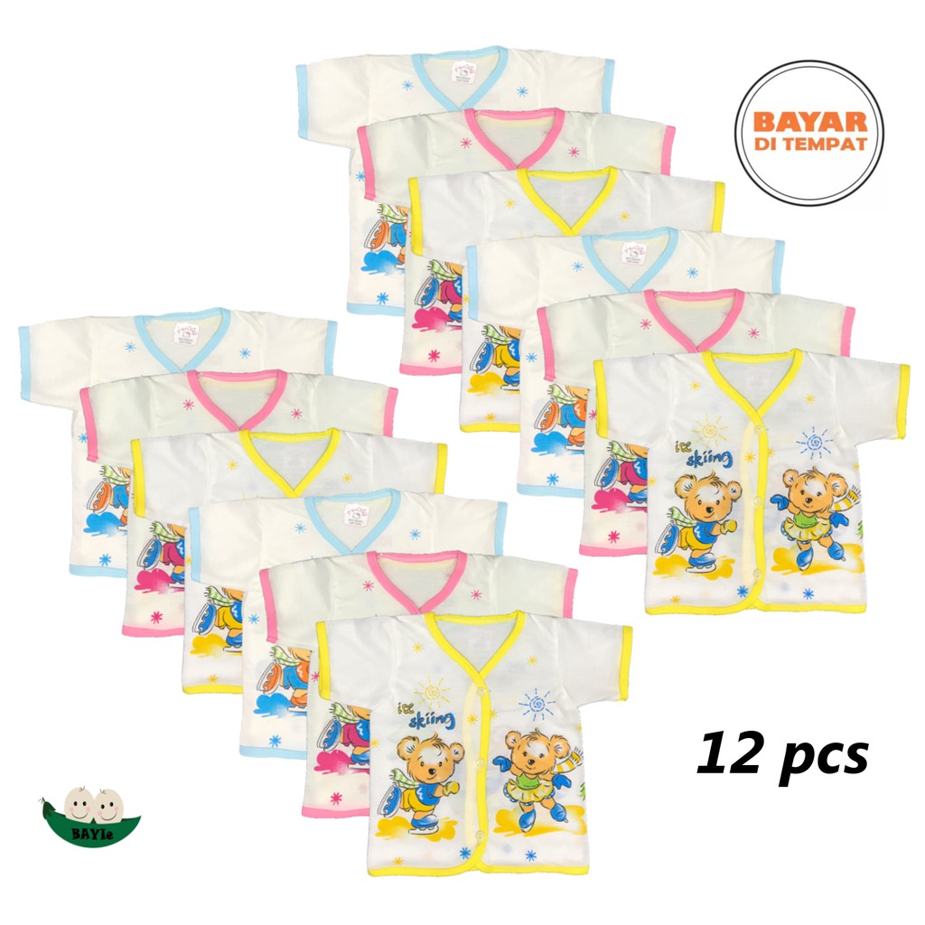 BAYIe -  12 Pcs Baju Bayi Pendek MELODY New Born umur 0-3 bulan/baju rumah/anak laki-laki/perempuan