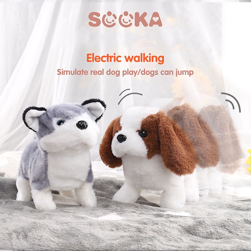 [Pre-Order] SOOKA Boneka Anjing - Mainan Boneka Anjing Elektrik Bahan Plush Mainan Boneka Anjing Bisa Bergerak, berjalan &amp; Berbunyi/ Mainan Anak Lucu SK-GDG1086