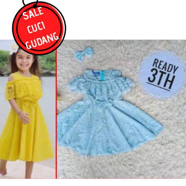 SALE READY STOCK - DRESS BROKAT BRUKAT SABRINA ANAK 3 4 6 TAHUN