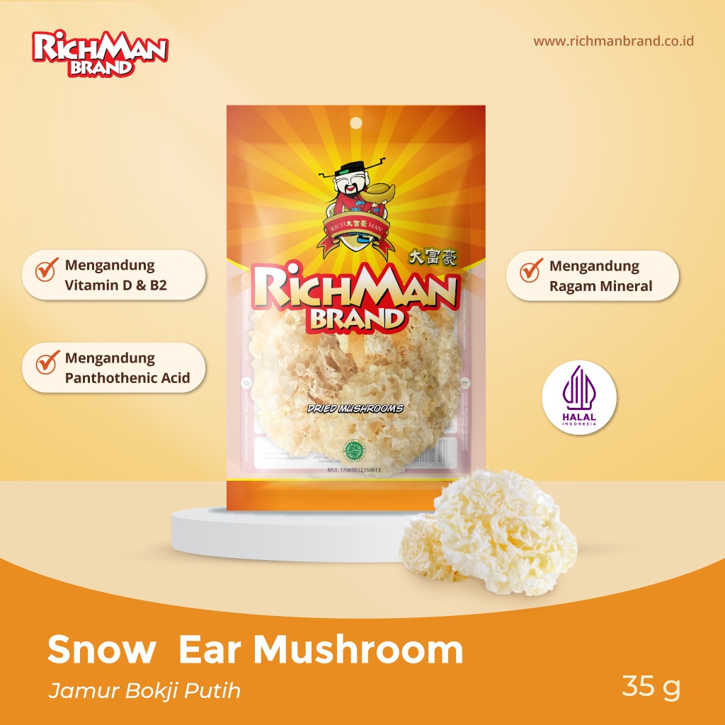 

RichMan Brand Snow Ear Mushroom (Jamur Bokji Putih) 35 gr
