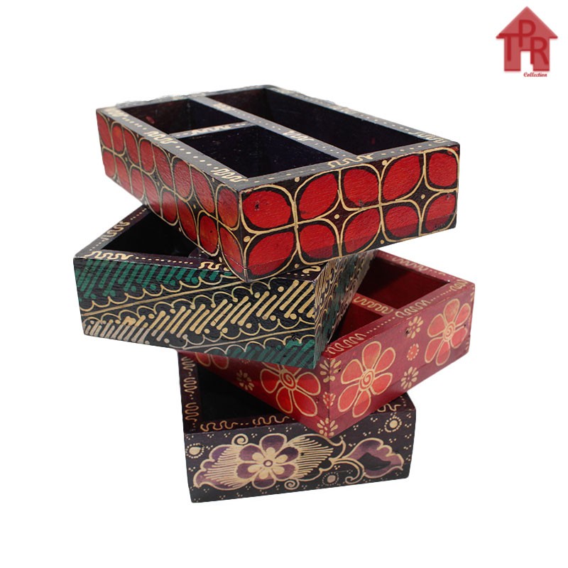 Amenities Tray / Tempat Sachet Gula Kopi Teh  / Kayu Batik 20x24cm. - Mix Series Part-1