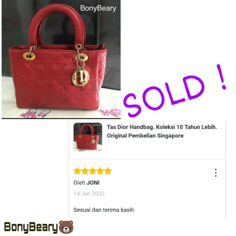 Tas Handbag Dior Original Pembelian Singapore.