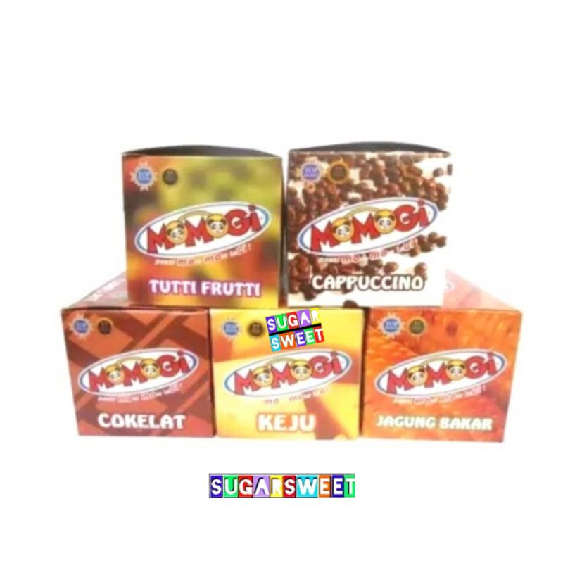 

Momogi Box isi 10 Pcs Jagung, Keju, Cokelat, Tutti Fruty & Cappucino