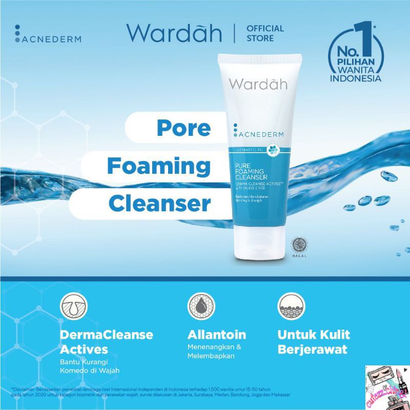 ☃Cutezz_Ching1☃Wardah Acnederm Pure Foaming Cleanser 60ml