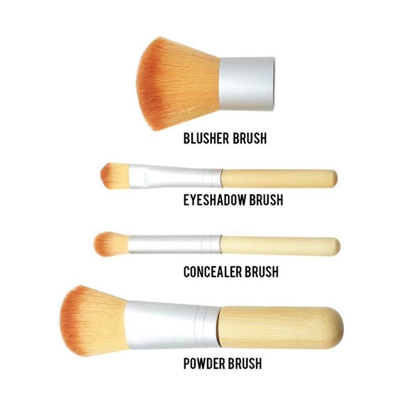 (READY &amp; ORI!) O.TWO.O  Otwoo Bamboo Brush Set/ Kabuki/Kuas Make up 4 pcs + Pouch kuas set