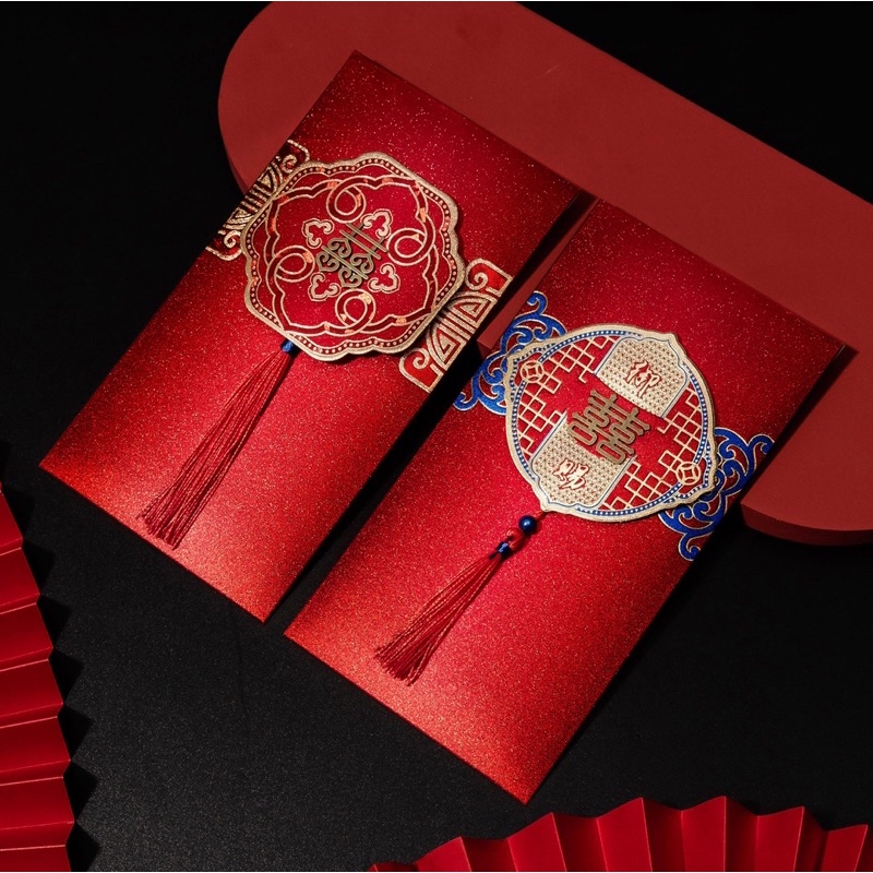 (2PCS)  ANGPAO WEDDING EMBOS SHUANG XI TEBAL PREMIUM/ ANGPAO SANGJIT/ TEAPAI