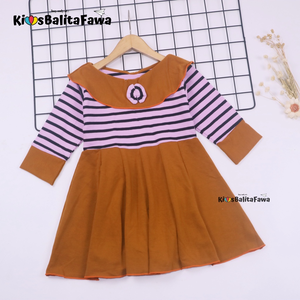 Dress Yumna 1-2 Tahun / Premium Branded Dres Anak Perempuan Lengan Panjang Gaun Pesta cewek