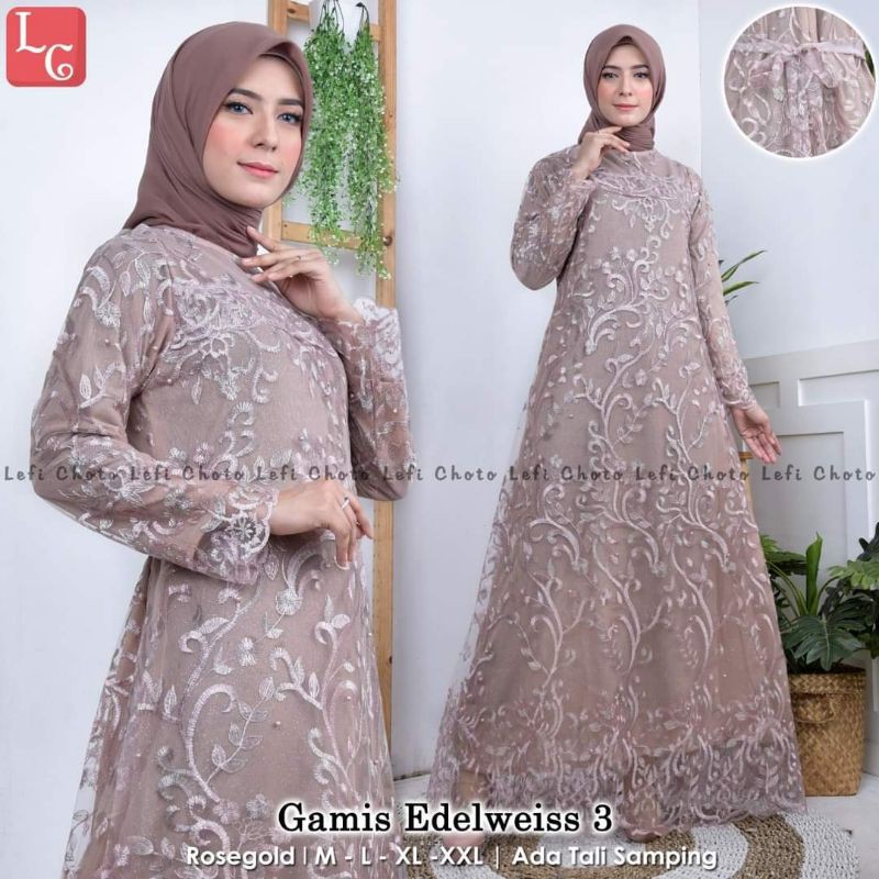 NEW REAL PICT GAMIS EDELWIS 3/GAMIS TULLE MODERN/GAMIS MURAH/GAMIS KONDANGAN