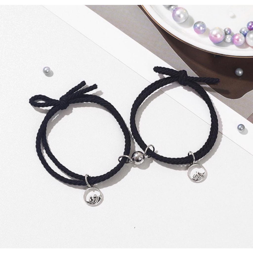 [2pcs / 1Pasang] Gelang Magnet Couple - Gelang Tali Couple Magnet Attract Persahabatan Bracelets - Gelang Couple Import