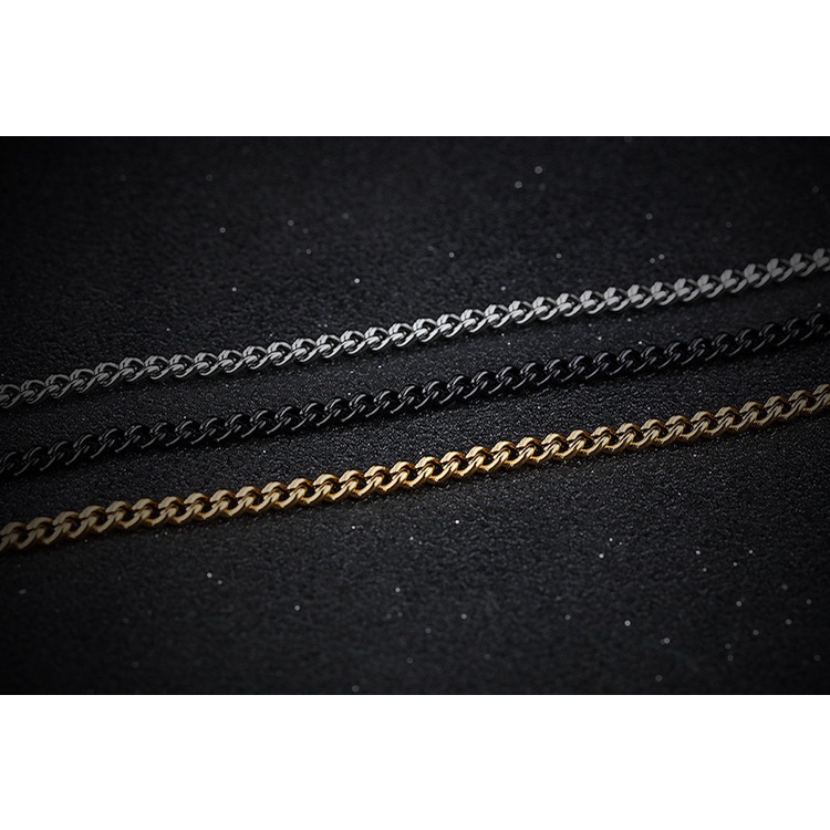 Flat horse whip chain single chain metal necklace, all-match classic accessory gold silver black