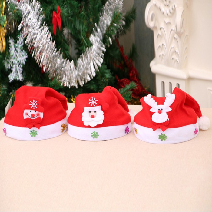 XHKG topi natal karakter anak kupluk rusa snowman merah santa claus