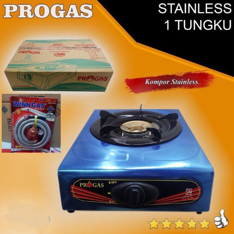 Kompor 1 Tungku Progas + Free selang gas paket  Winn Gas