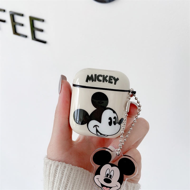 Case TPU Motif Kartun Mickey Minnie Mouse Cover Compatible Untuk Airpods1 2 3 Pro Wireless Bluetooth