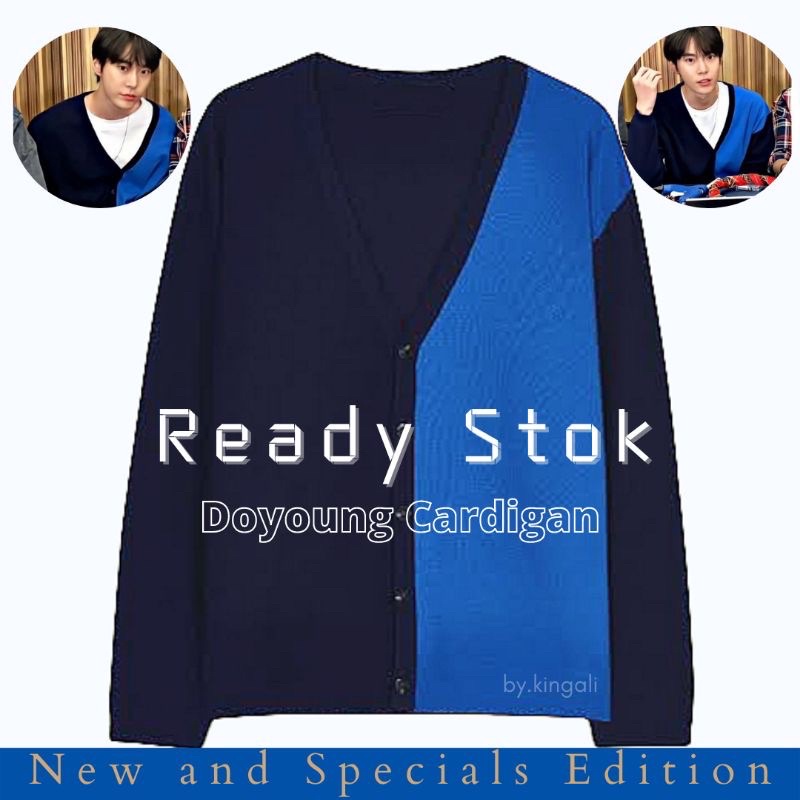 Cardigan rajut hitam biru | Cardigan Doyoung Nct Idol kpop | cardigan rajut premium | korean style k