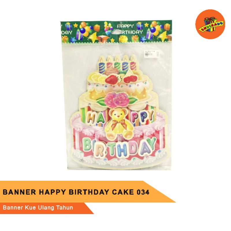 BANNER HAPPY BIRTHDAY CAKE 034 - Banner Kue Ulang Tahun