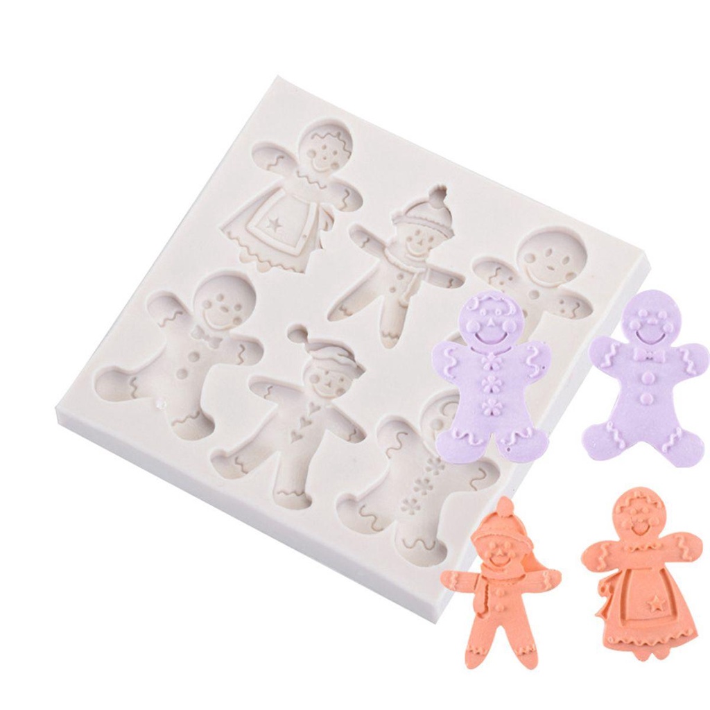 [Elegan] Cetakan Natal Dapur Baking 3D DIY Gingerbread Man Silikon Cetakan Coklat
