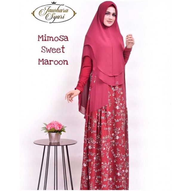 PRELOVED JAWHARA SYARI Mimosa Sweet Maroon