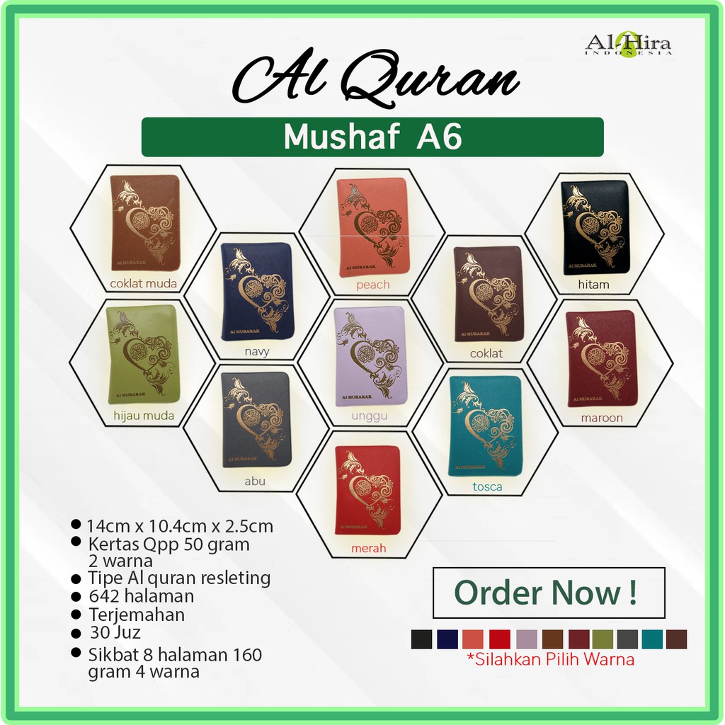 Mushaf Alquran Al Mubarak Al-Quran Saku A6 Terjemahan Alquran Resleting A6/2W