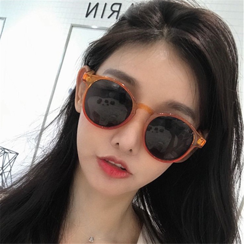 (YUZHU) COD Kacamata Hitam Fashion Korea Harajuku Retro INS Style Kacamata Bulat Wanita