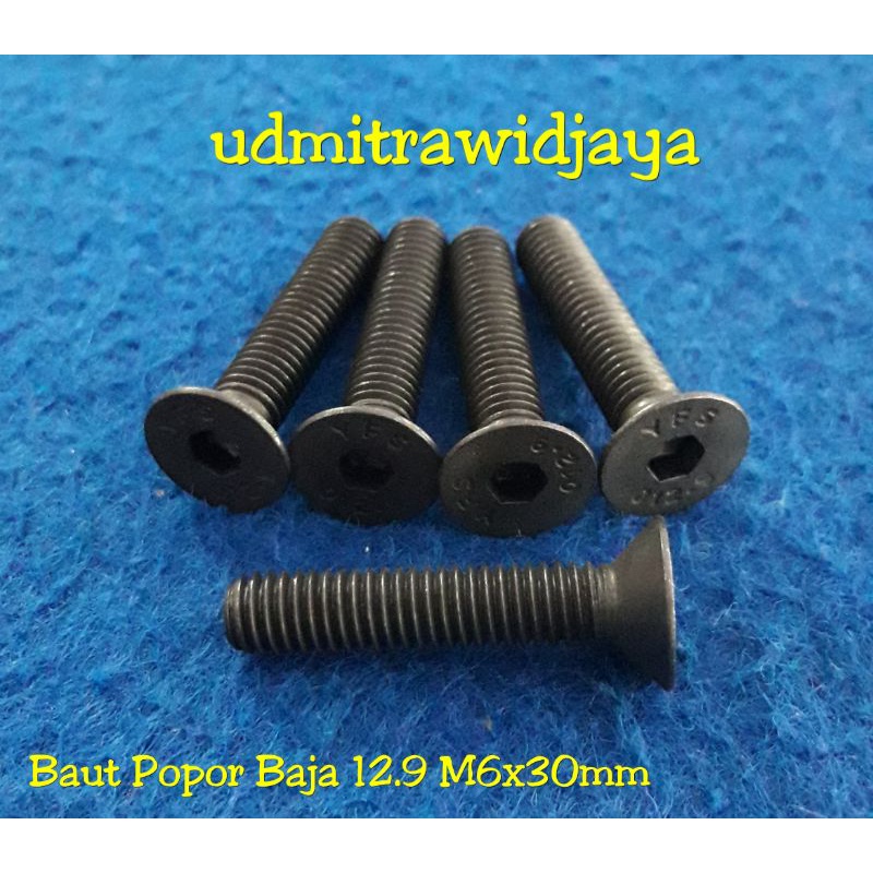 Baut Popor pohpor Stainless (anti karat) &amp; Baja murah berkualitas uk 6x30mm M6x30mm panjang 3cm