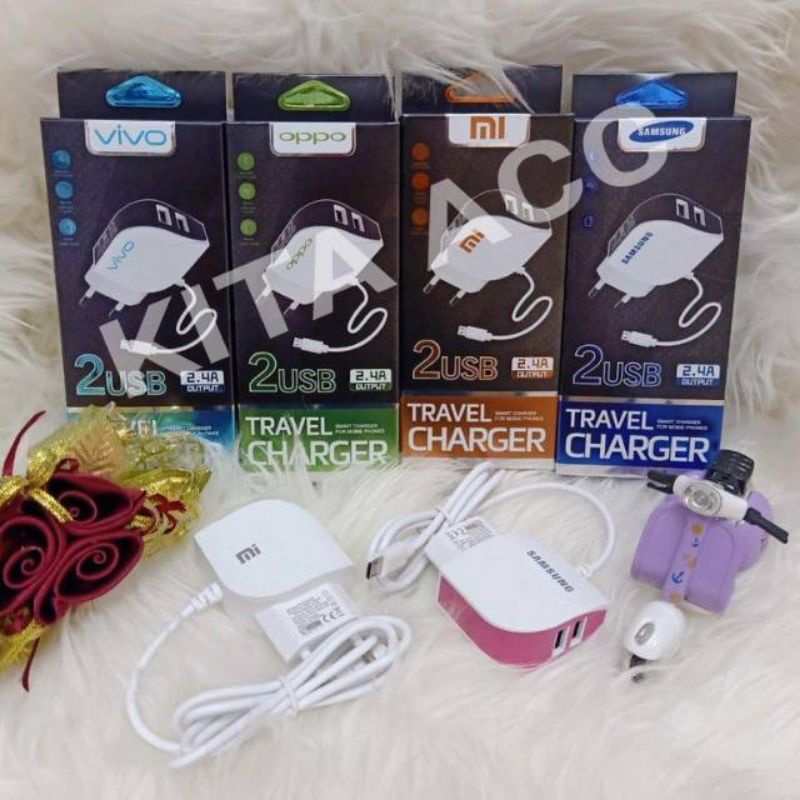 Charger, Tc, Charging, Cassan, Charger Brand Daun ASUS 2usb 2.4A