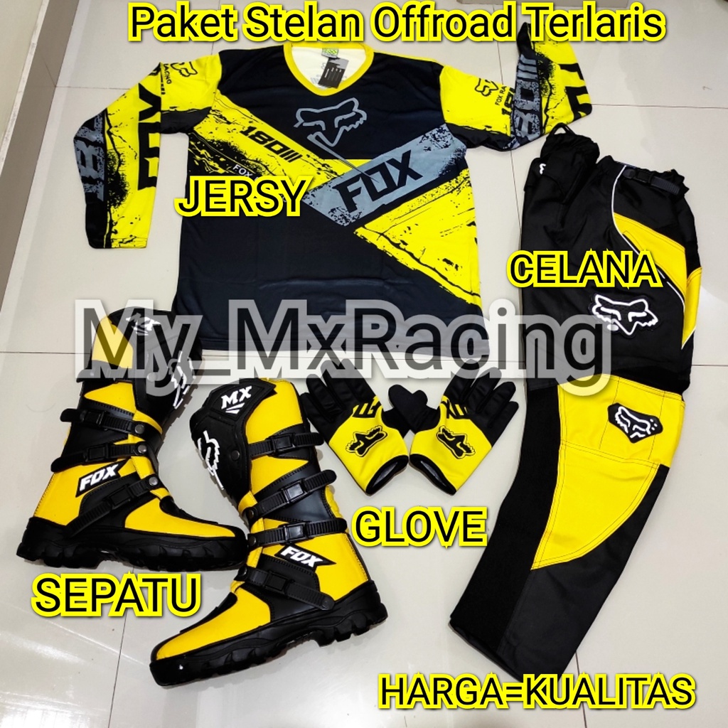 promo satu set sepatu cross trail jersey sett dan glove print terlaris setelan offroad motor cross trail