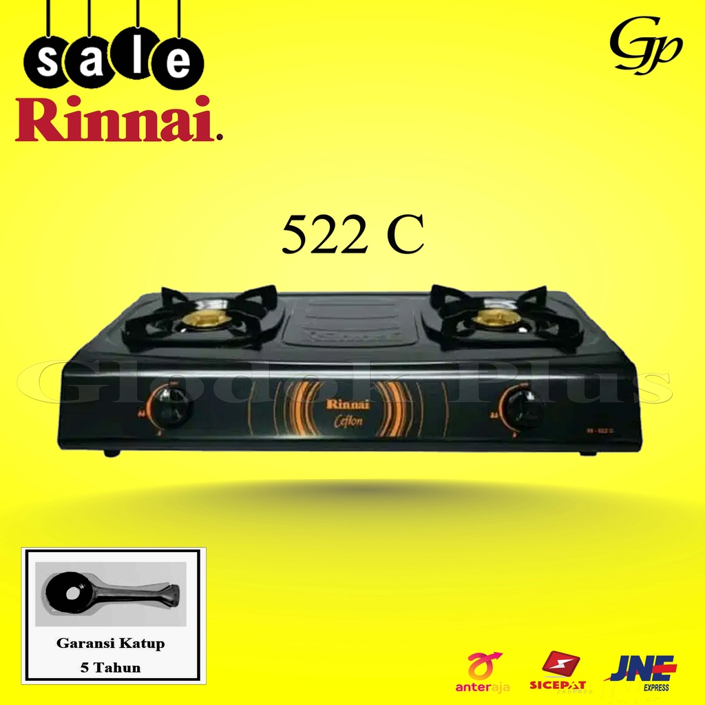 Rinnai RI-522C Kompor Gas 2 Tungku Teflon RI522 C burner RI522C