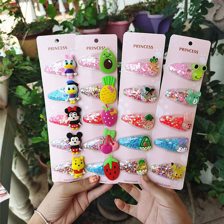 1 Set 5 pcs Jepitan Rambut Manik Transparan Korean Style Lucu Cantik Berbagai Motif