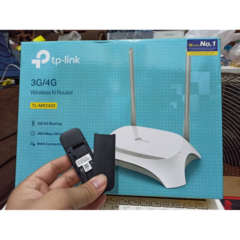 Paket Router TP-Link MR3420 + Modem USB 4G Huawei E3372h-607