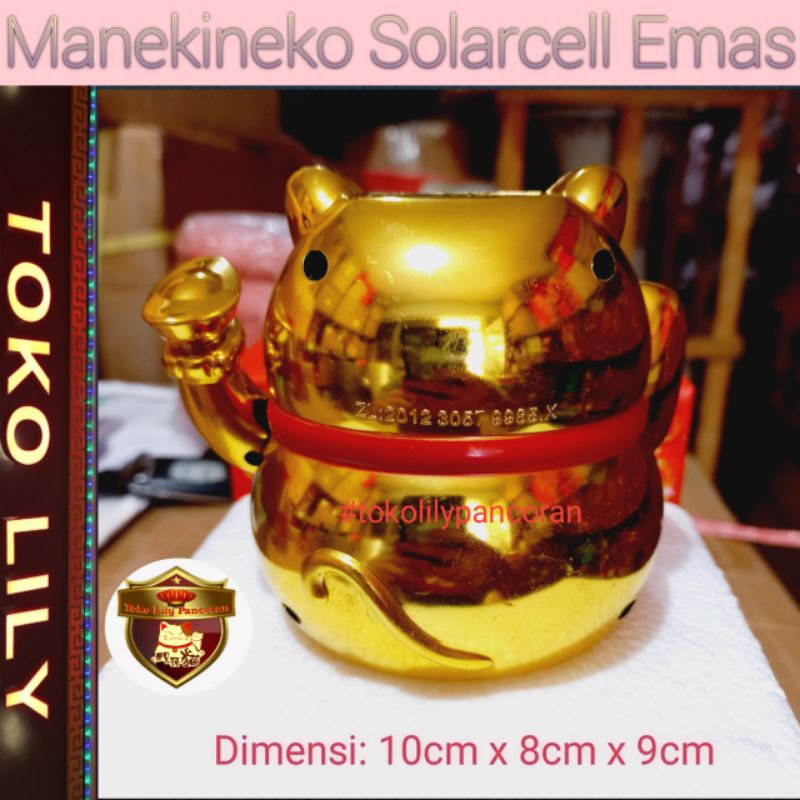 Manekineko Solarcell Emas / Kucing Hoki / Golden Lucky Cat / Kucing Rezeki