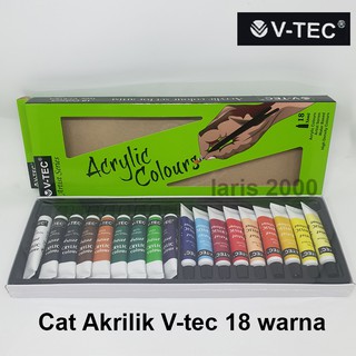 V-tec Cat Akrilik / Cat Acrylic Colour Paint Set 18 Warna Vtec Lukis Kanvas