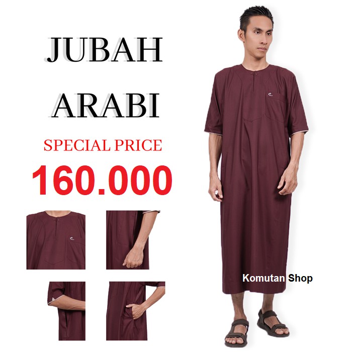 Gamis Pria Lengan Pendek Big Size XXL / Jubah Pria Arabi / Baju Koko Panjang