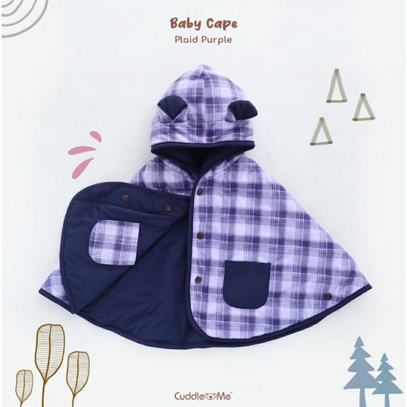 CUDDLEME BABYCAPE SELIMUT JAKET BOLAK BALIK MANTEL KOREA KADO BAYI-Plaid purple