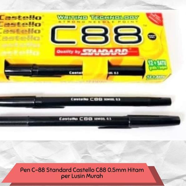 

✰ Pen C-88 Standard Castello C88 0.5mm Hitam per Lusin Murah - Biru ❁