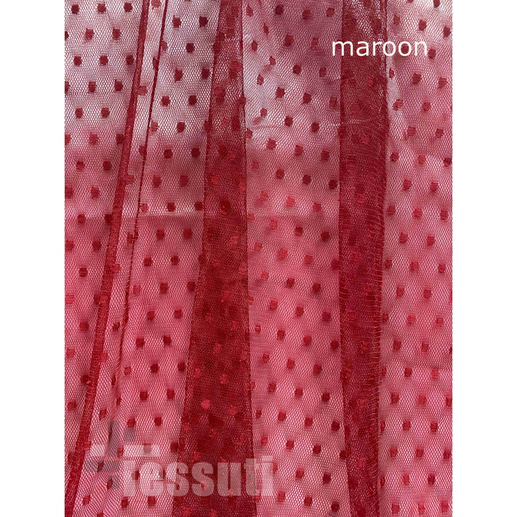 KAIN TILE HALUS DOT / BINTIK / SOFT TULLE POLKADOT-maroon