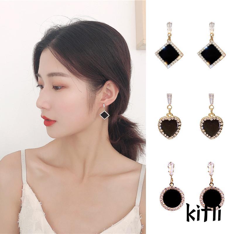 Anting Tusuk Gantung Temperament Bahan Sterling Silver 925 Desain Geometri Gaya Trendy Untuk Wanita