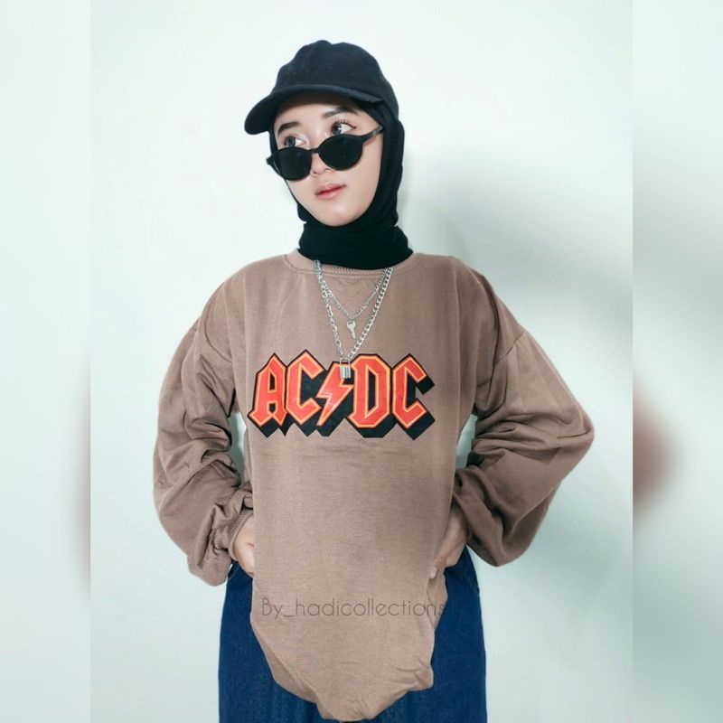 SWEATER WANITA | ACDC CREWNECK | OVERSIZE SWEATER MURAH