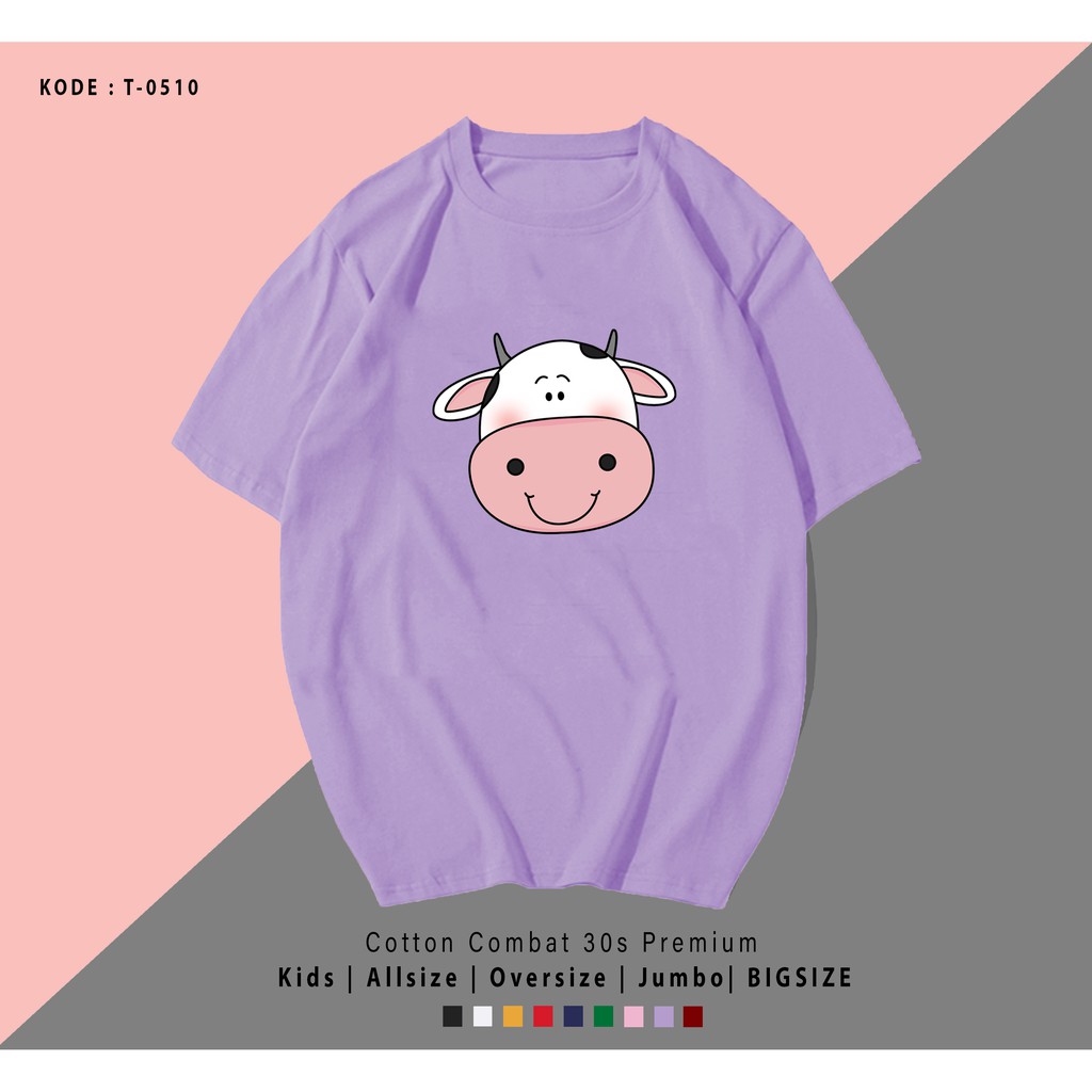 COW FACE T-SHIRT / KAOS UNISEX COWOK / CEWEK TERMURAH BAHAN KATUN 30S