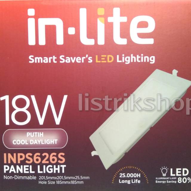 Inlite In Lite Downlight Led Panel 18 Watt Kotak Shopee Indonesia