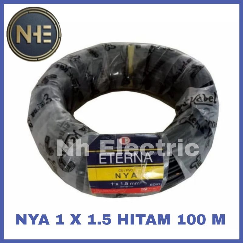 Kabel Eterna Nya 1x1,5mm 100m Hitam - Kabel Listrik Eterna Kawat Tunggal 1x1,5mm 100 Meter